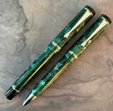Load image into Gallery viewer, Conklin Duragraph Fountain Pen and Ballpoint set, Green Marble