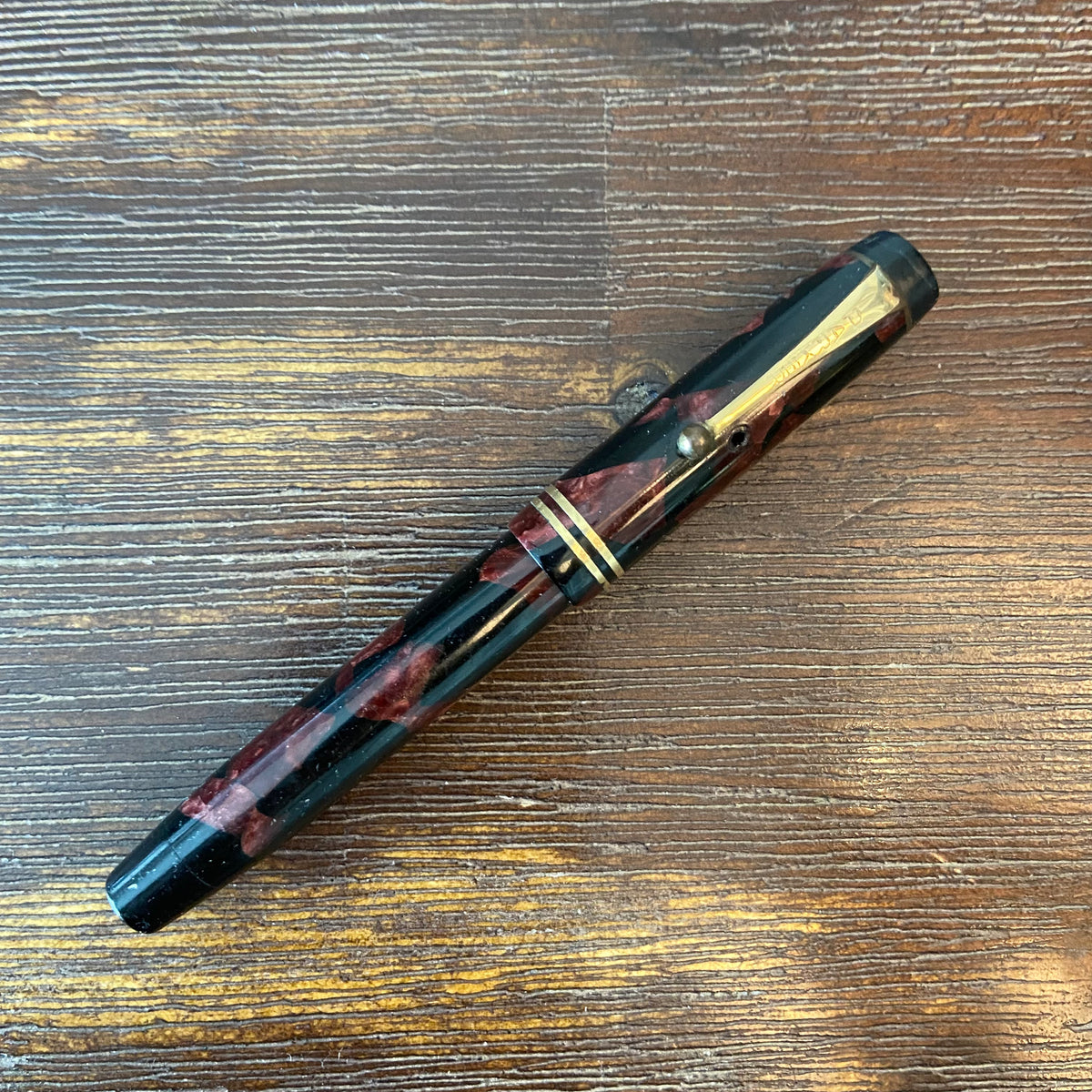 Parker Duofold, Junior De Luxe - Black & Red Marble