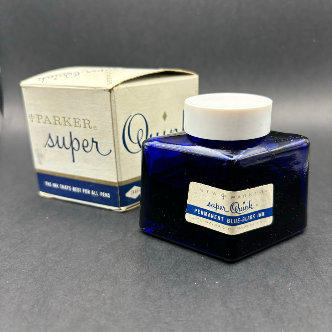 Ink Bottle Parker Super Quink Permanent Blue Black Ink Bottle FULL