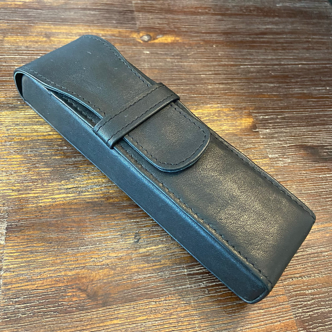 Leather Pen Case, Double Black