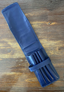 Leather, Blue, 4 Pen Case
