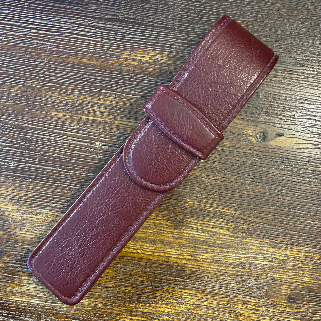 Leather, Single Pen Case, Burgundy