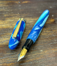 Load image into Gallery viewer, Handcrafted,  Blue Acrylic Swril Fountain pen