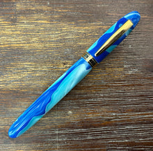 Load image into Gallery viewer, Handcrafted,  Blue Acrylic Swril Fountain pen