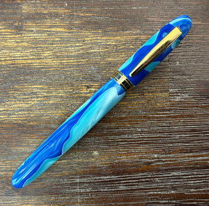 Handcrafted,  Blue Acrylic Swril Fountain pen