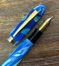 Load image into Gallery viewer, Handcrafted,  Blue Acrylic Swril Fountain pen