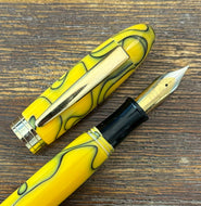 Handcrafted,  Yellow Acrylic Swril Fountain pen