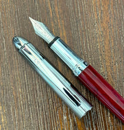 Ted Lapidus Silver & Red marble fountain pen