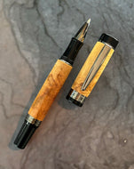 Hand Crafted Wood Rollerball, with Silver trim, Light colour