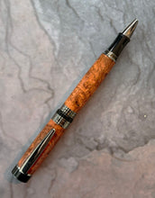 Load image into Gallery viewer, Hand Crafted Wood Rollerball, with Silver trim, Dark colour
