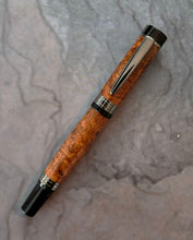 Load image into Gallery viewer, Hand Crafted Wood Rollerball, with Silver trim, Dark colour