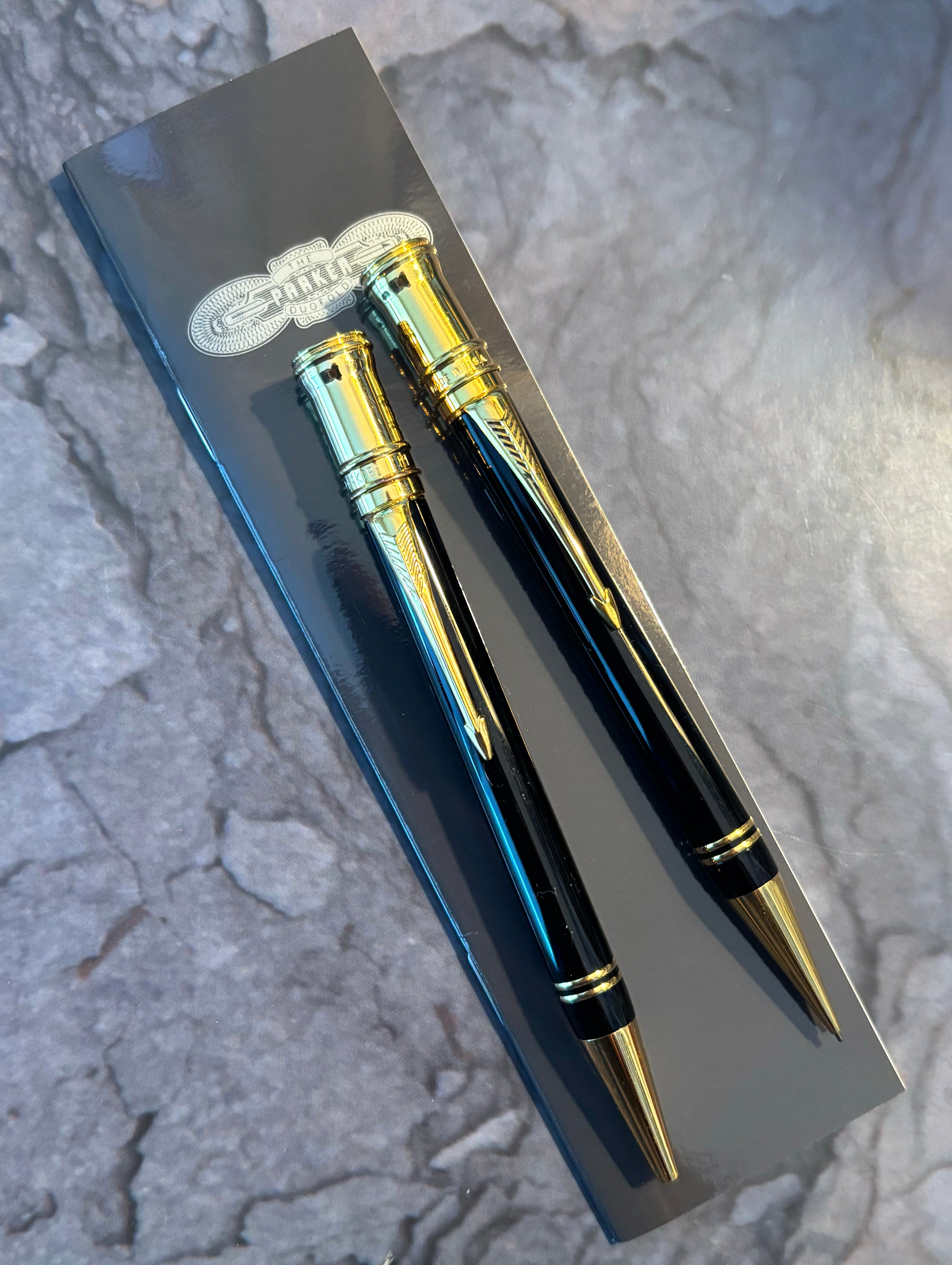 Parker Duofold set, MK Ballpoint & Pencil, Black Acrylic