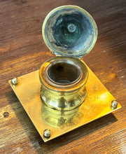 Load image into Gallery viewer, Inkwell, heavy cast brass, with glass insert
