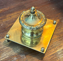 Load image into Gallery viewer, Inkwell, heavy cast brass, with glass insert