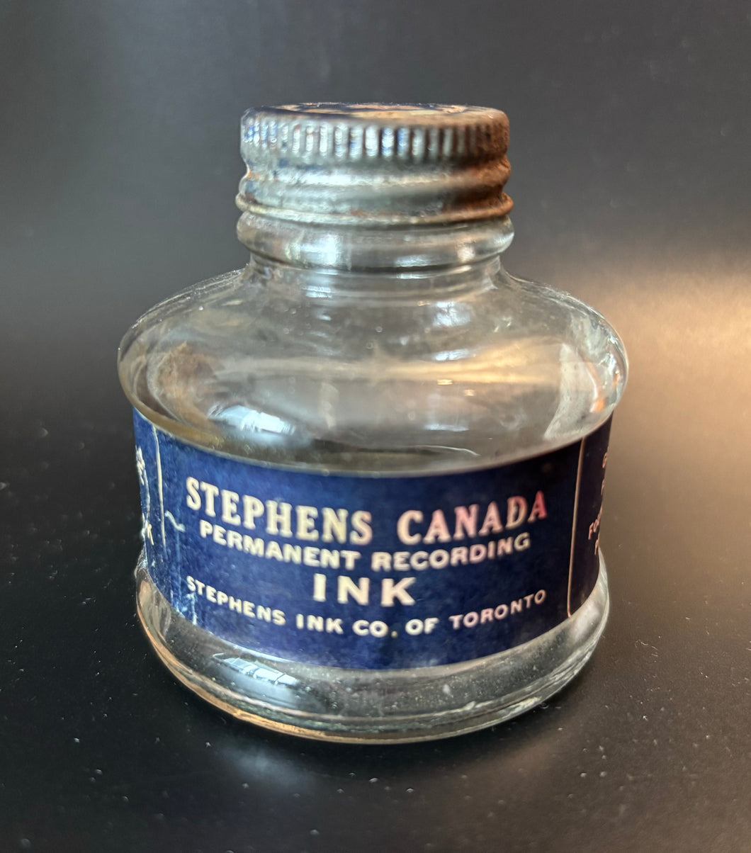 Stephens Ink Ink Bottle, Stephens Blue-Black, empty