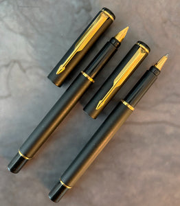 Parker 88 Rialto, fountain pen and Rollerball, black matte