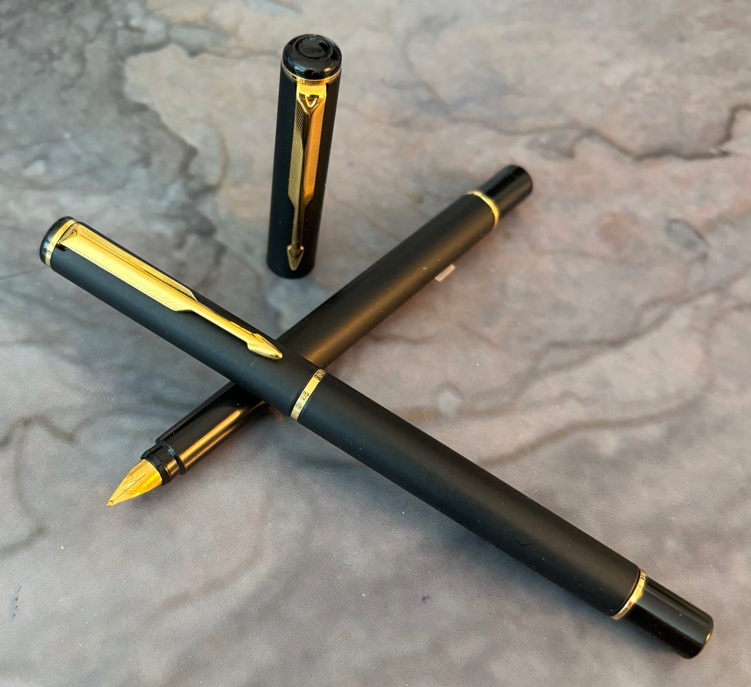 Parker 88 Rialto, fountain pen and Rollerball, black matte