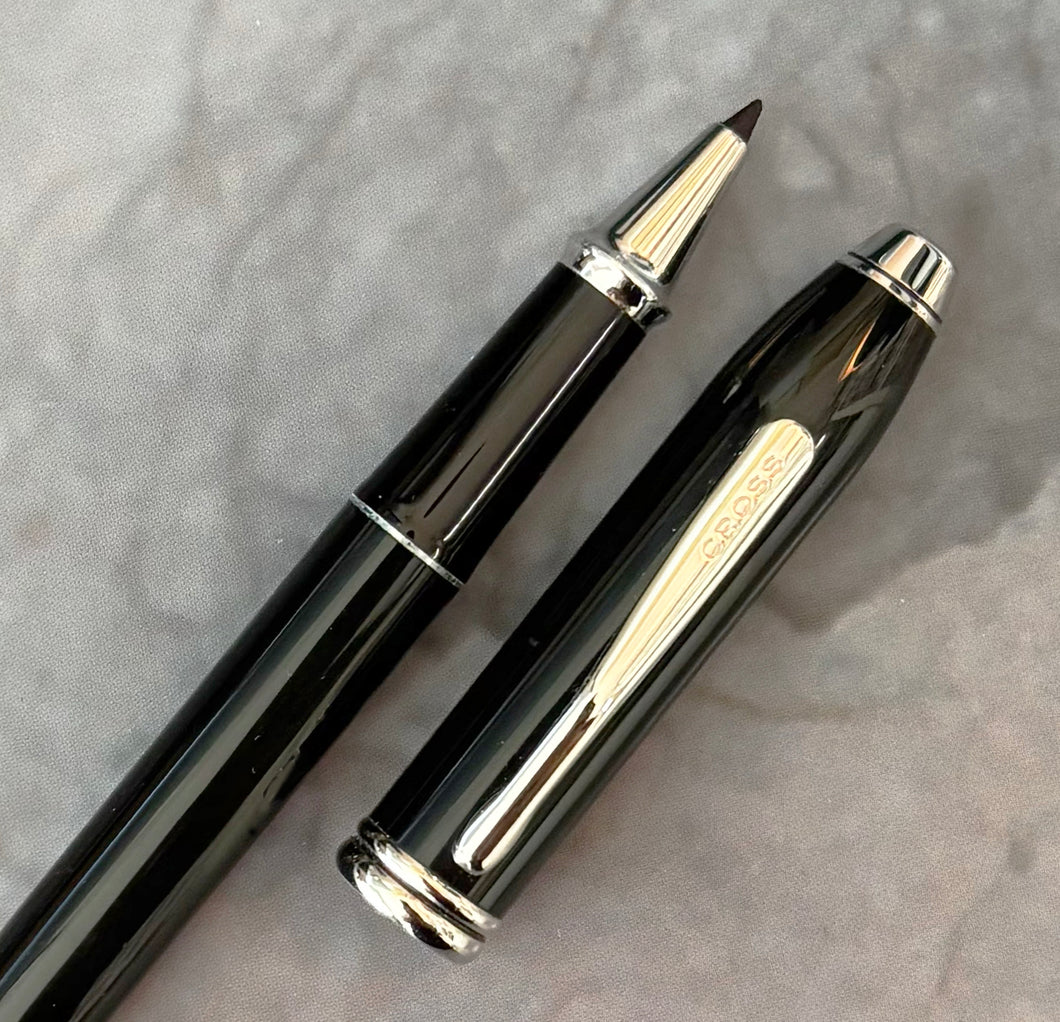 Cross Townsend Rollerball Pen - Black Lacquer, Rhodium plated Trim