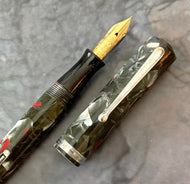 Waterman's 94, Lever-fill , Grey & Red Pearl marble