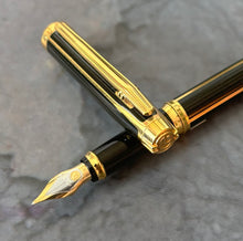 Load image into Gallery viewer, Elysee Parthenon Classic Black Lacquer &amp; Gold Fountain Pen - c. 1992
