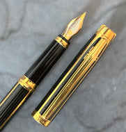Elysee Parthenon Classic Black Lacquer & Gold Fountain Pen - c. 1992