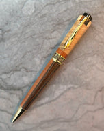Hand Crafted Wood Ballpoint, with Gold g/f trim