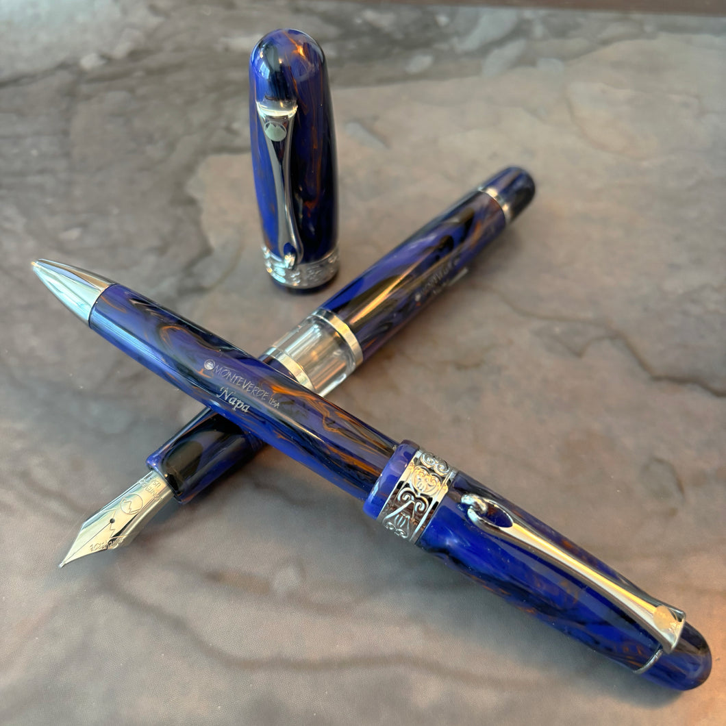 Monteverde Napa Fountain Pen and Ballpoint set, Blue marble