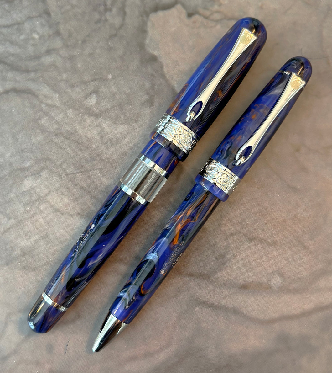 Monteverde Napa Fountain Pen and Ballpoint set, Blue marble