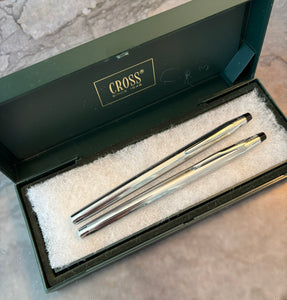 Cross Century Chrome Fountain Pen and Rollerball set