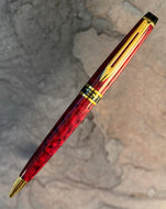 Waterman Expert II Ballpoint Pen - France Red/Black marble Lacquer, Gold Plated Trim