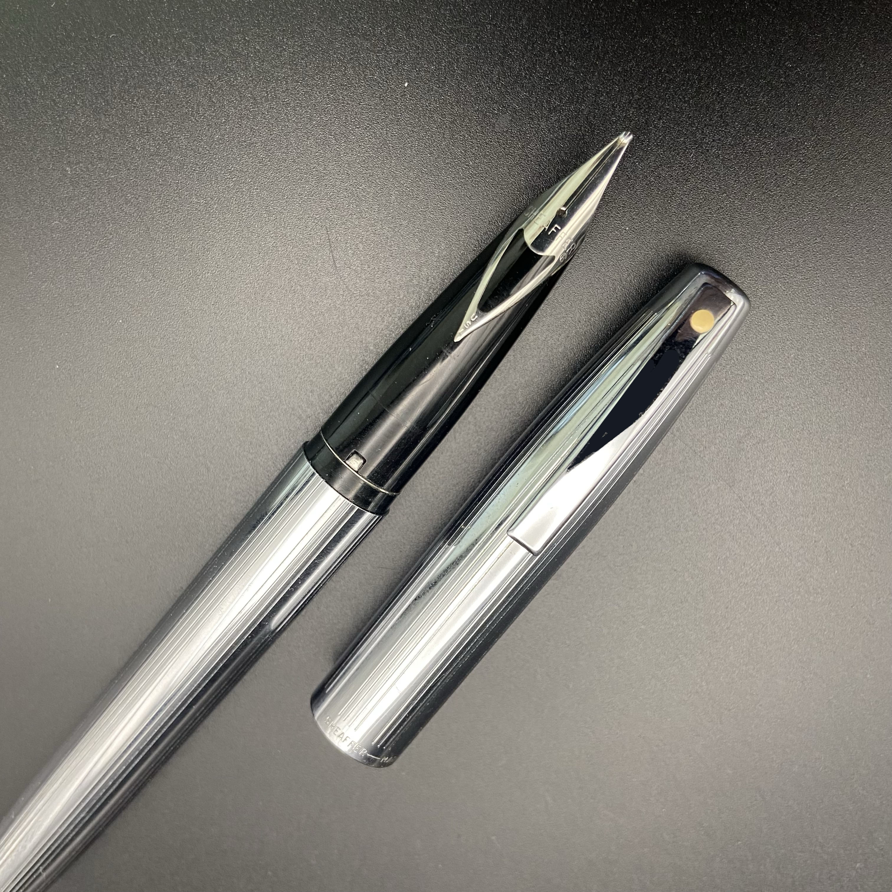 Sheaffer Triumph 506 Bright Chrome vintage fountain pen. 1970s.