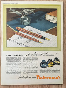 Vintage Ads. Mounted: Waterman's Inkquaduct Feed