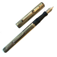 Mabie Todd Swan, Lever-fill, Gold Chased pattern. Parker nib