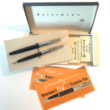 Load image into Gallery viewer, Waterman c/f Fountain pen &amp; pencil set Black with Chrome