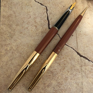Waterman CF Fountain pen & pencil set in Brown