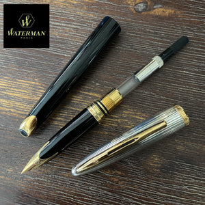 Waterman Carène, Black lacquer with silver -plated cap