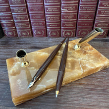 Load image into Gallery viewer, Sheaffer Desk set. Mexican Onyx, Brown &amp; White