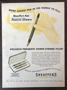 Vintage Ads. Mounted : Sheaffer's Touchdown
