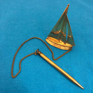 Brass Sailboat & Pencil. Paperweight