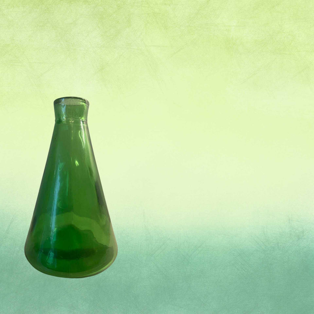 Conical Flask, green glass