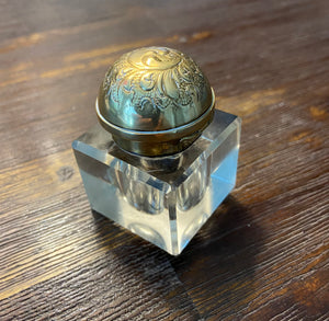 Glass Inkwell, with Brass top