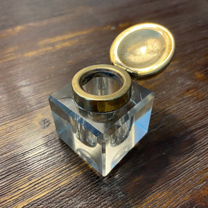 Glass Inkwell, with Brass top