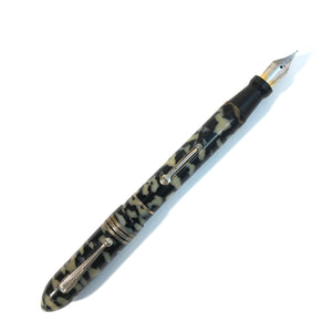 New Bankers, Double ended, Fountain Pen & Pencil, Pearl & Black marble