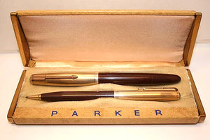 Parker 51 Vacumatic set, G/F cap & Cordovan Brown barrel