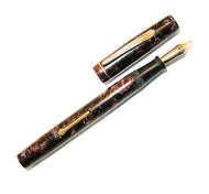 Wyvern, No.60 C, Burgundy & Black brush pattern. Broad 14k Gold, Warranted