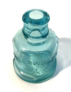 ink Bottle, Underwood's, green glass, empty