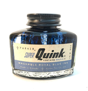 Ink Bottle. Super Quink, Royal Blue, empty