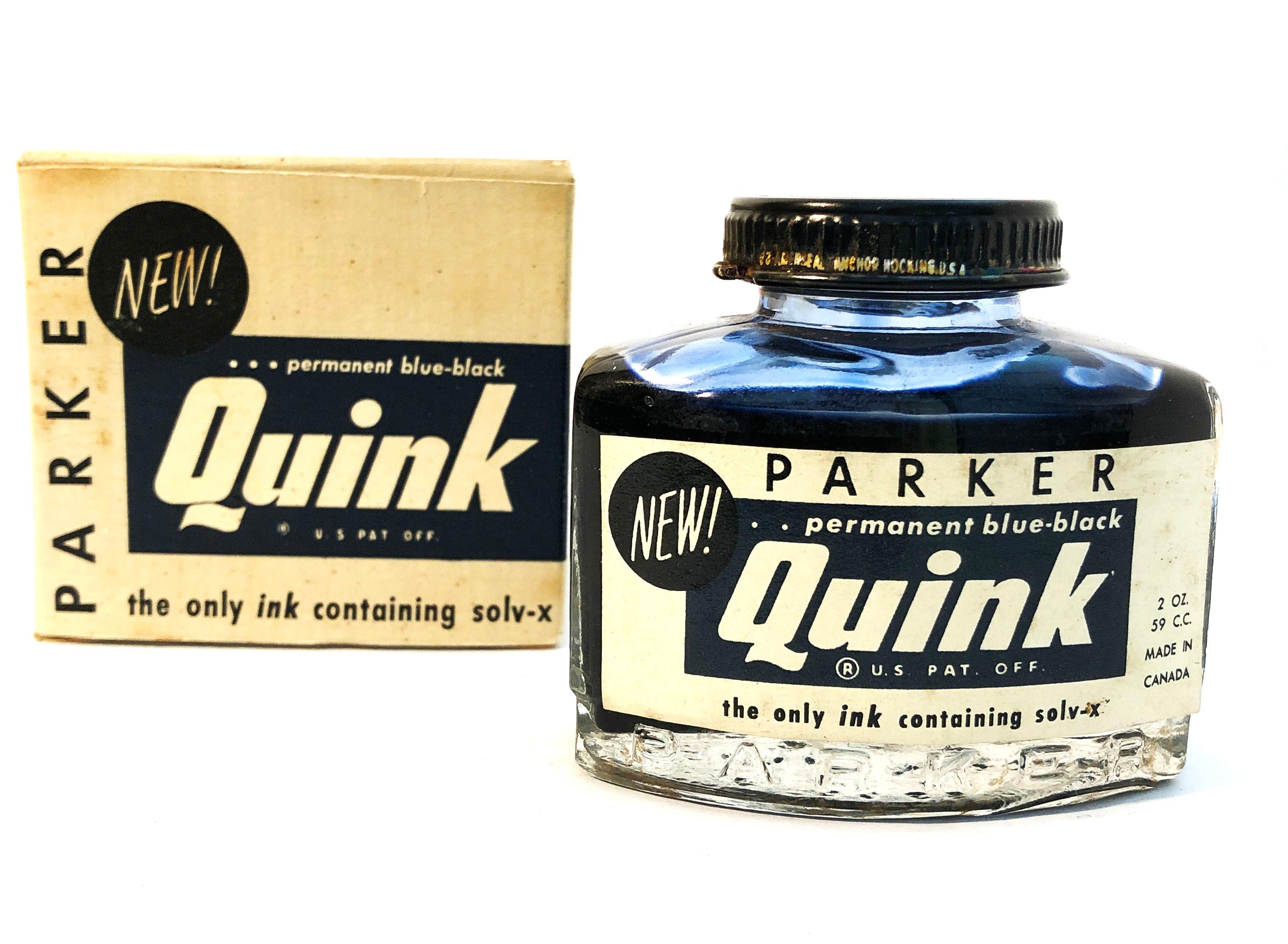 Ink Bottle, Parker Quink, Blue-Black