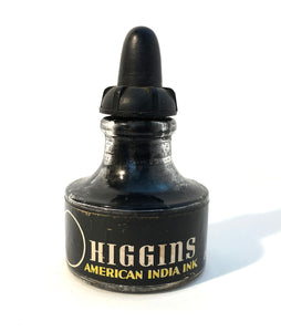 Ink Bottle, Higgin's, India Ink, empty