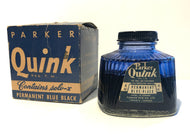 Ink Bottle, Art Deco, 4 oz. Parker Quink, Blue-Black